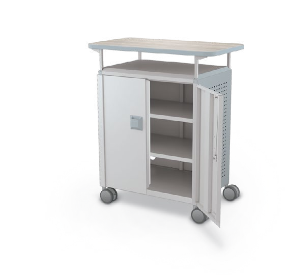 MooreCo Midi H2 — Peg / With Doors / Shelves / Laminate. Verified matching front configuration; back panel is not visible. Finish representative.