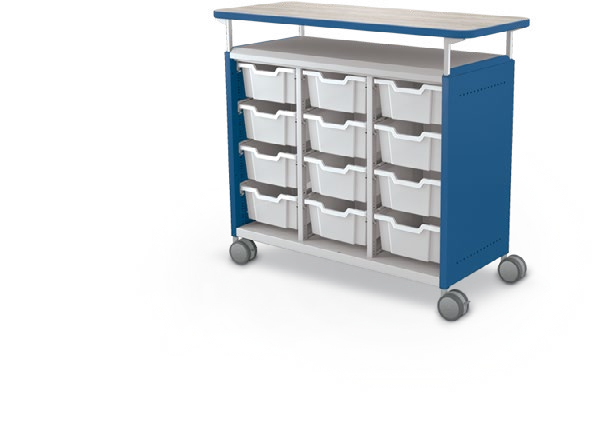 MooreCo Maxi H2 — Standard / No Doors / (12) 6" Totes / Laminate. Verified matching front configuration; back panel is not visible. Finish representative.