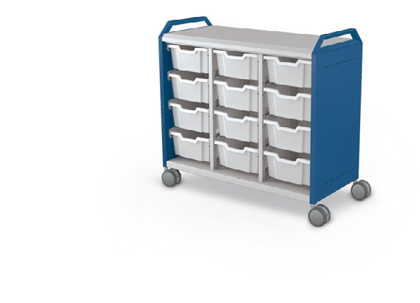 MooreCo Maxi H2 — Standard / No Doors / (12) 6" Totes / Handles. Verified matching front configuration; back panel is not visible. Finish representative.
