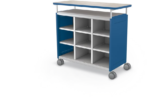 MooreCo Maxi H2 — Standard / No Doors / Cubbies / Laminate. Verified matching front configuration; back panel is not visible. Finish representative.
