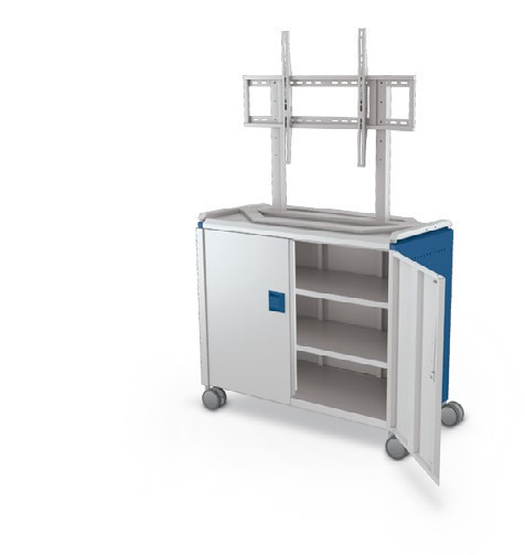 MooreCo Maxi H2 — Standard / With Doors / Shelves / TV Mount. Verified matching front configuration; back panel is not visible. Finish representative.