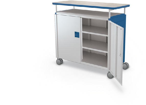 MooreCo Maxi H2 — Standard / With Doors / Shelves / Laminate. Verified matching front configuration; back panel is not visible. Finish representative.