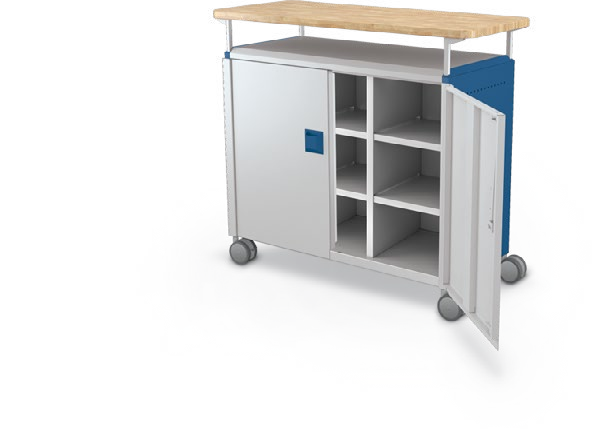 MooreCo Maxi H2 — Standard / With Doors / Cubbies / Butcher. Verified matching front configuration; back panel is not visible. Finish representative.