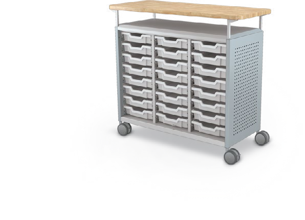MooreCo Maxi H2 — Peg / No Doors / (24) 3" Totes / Butcher. Verified matching front configuration; back panel is not visible. Finish representative.