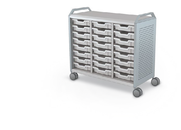 MooreCo Maxi H2 — Peg / No Doors / (24) 3" Totes / Handles. Verified matching front configuration; back panel is not visible. Finish representative.