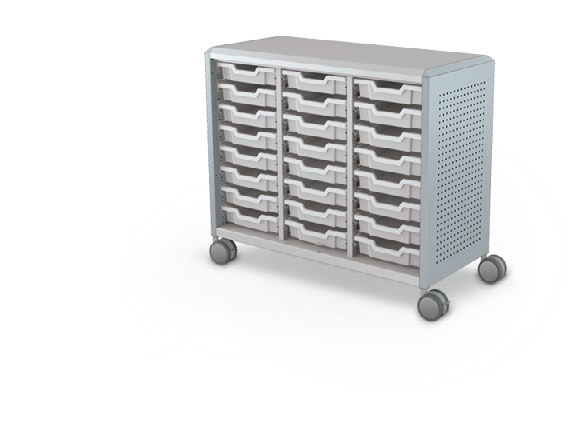 MooreCo Maxi H2 — Peg / No Doors / (24) 3" Totes. Verified matching front configuration; back panel is not visible. Finish representative.