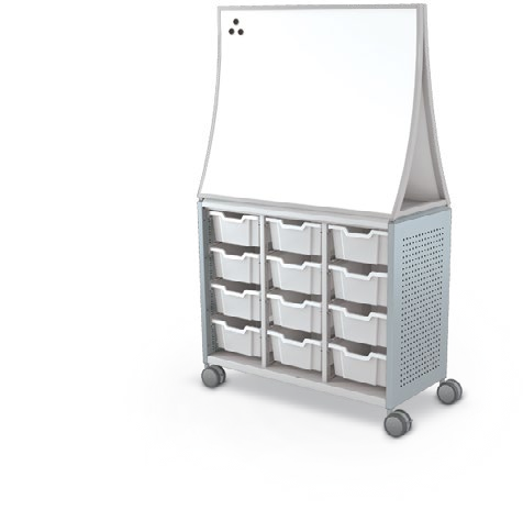 MooreCo Maxi H2 — Peg / No Doors / (12) 6" Totes / Ogee. Verified matching front configuration; back panel is not visible. Finish representative.