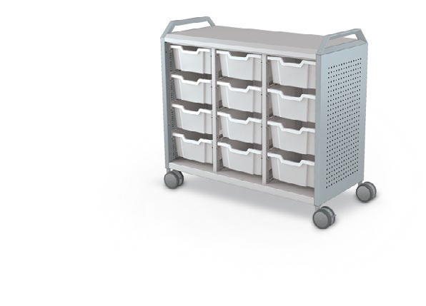 MooreCo Maxi H2 — Peg / No Doors / (12) 6" Totes / Handles. Verified matching front configuration; back panel is not visible. Finish representative.