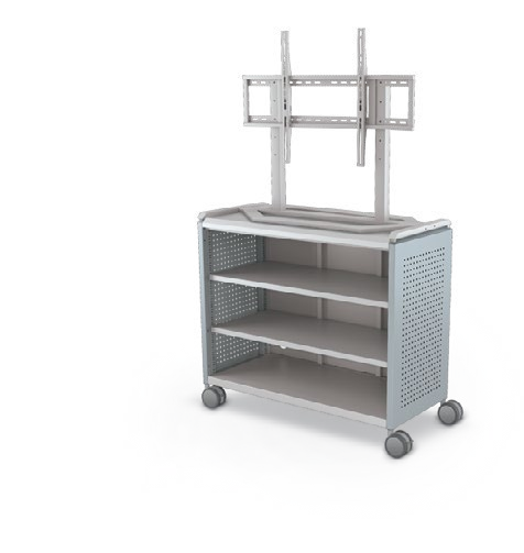 MooreCo Maxi H2 — Peg / No Doors / Shelves / TV Mount. Verified matching front configuration; back panel is not visible. Finish representative.