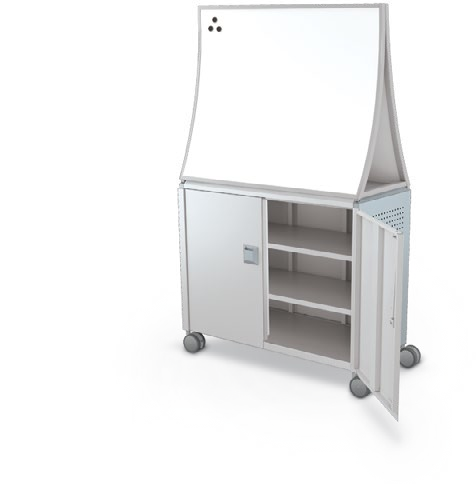 MooreCo Maxi H2 — Peg / With Doors / Shelves / Ogee. Verified matching front configuration; back panel is not visible. Finish representative.