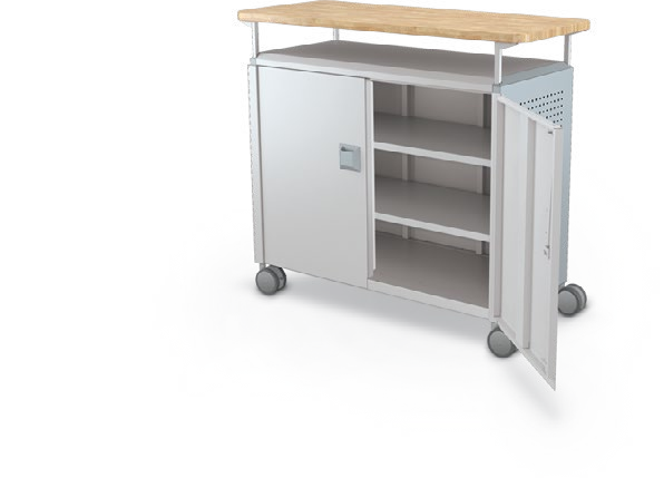MooreCo Maxi H2 — Peg / With Doors / Shelves / Butcher. Verified matching front configuration; back panel is not visible. Finish representative.