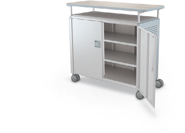 MooreCo Maxi H2 — Peg / With Doors / Shelves / Laminate. Verified matching front configuration; back panel is not visible. Finish representative.