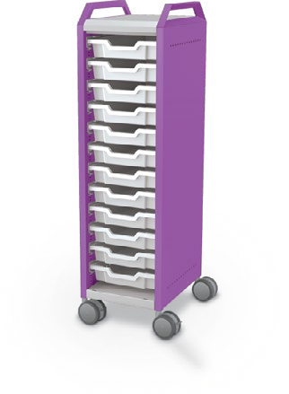 MooreCo Mini H3 — Standard / Left (Standard) / (12) 3" Totes / Handles. Verified matching front configuration; back panel is not visible. Finish representative.
