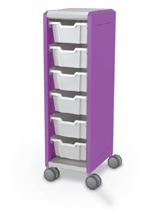 MooreCo Mini H3 — Standard / Left (Standard) / (6) 6" Totes. Verified matching front configuration; back panel is not visible. Finish representative.