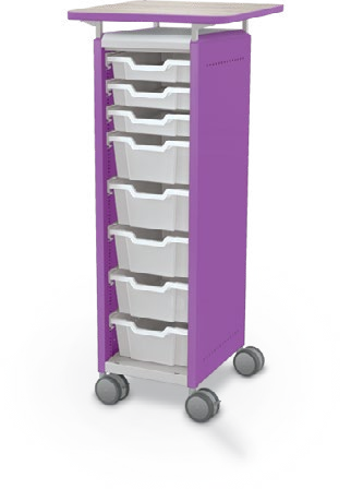 MooreCo Mini H3 — Standard / Left (Standard) / (3) 3" Totes + (5) 6" Totes / Laminate. Verified matching front configuration; back panel is not visible. Finish representative.