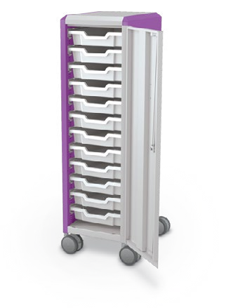 MooreCo Mini H3 — Standard / Right / (12) 3" Totes. Verified matching front configuration; back panel is not visible. Finish representative.