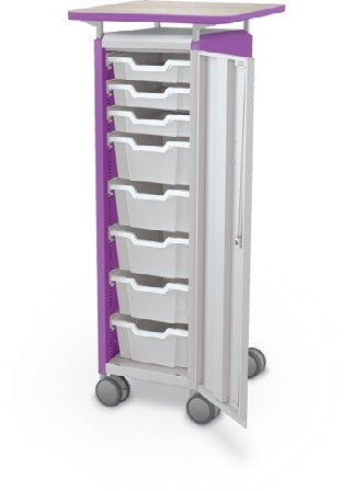 MooreCo Mini H3 — Standard / Right / (3) 3" Totes + (5) 6" Totes / Laminate. Verified matching front configuration; back panel is not visible. Finish representative.