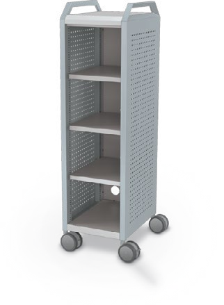 MooreCo Mini H3 — Peg / Left (Standard) / Shelves / Handles. Verified matching front configuration; back panel is not visible. Finish representative.