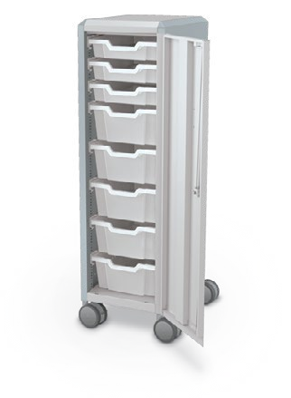 MooreCo Mini H3 — Peg / Right / (3) 3" Totes + (5) 6" Totes. Verified matching front configuration; back panel is not visible. Finish representative.
