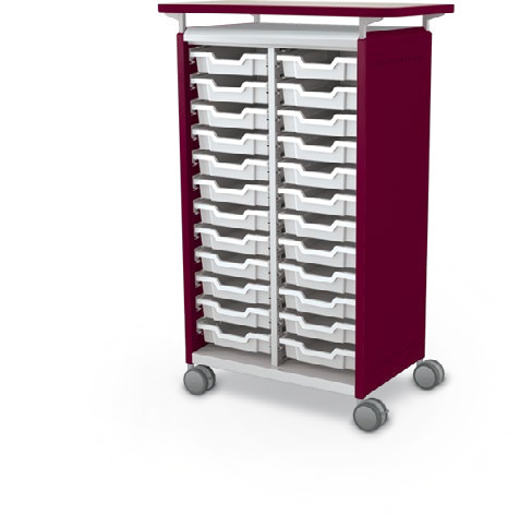 MooreCo Midi H3 — Standard / No Doors / (24) 3" Totes / Laminate. Verified matching front configuration; back panel is not visible. Finish representative.