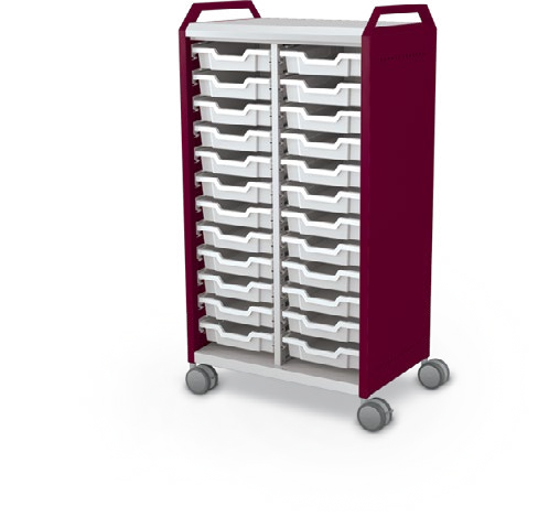 MooreCo Midi H3 — Standard / No Doors / (24) 3" Totes / Handles. Verified matching front configuration; back panel is not visible. Finish representative.