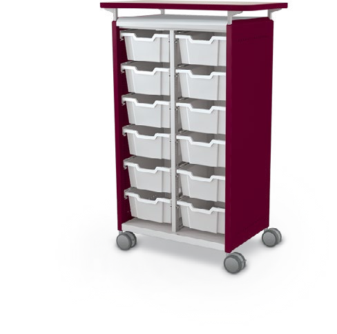 MooreCo Midi H3 — Standard / No Doors / (12) 6" Totes / Laminate. Verified matching front configuration; back panel is not visible. Finish representative.