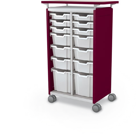 MooreCo Midi H3 — Standard / No Doors / (6) 3" Totes + (6) 6" Totes + (2) 12" Totes / Laminate. Verified matching front configuration; back panel is not visible. Finish representative.