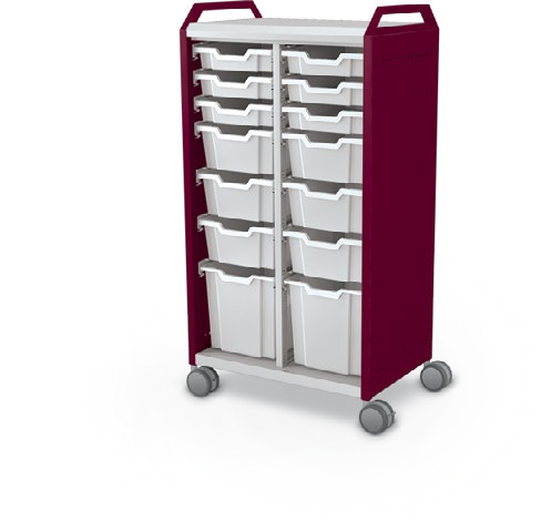 MooreCo Midi H3 — Standard / No Doors / (6) 3" Totes + (6) 6" Totes + (2) 12" Totes / Handles. Verified matching front configuration; back panel is not visible. Finish representative.