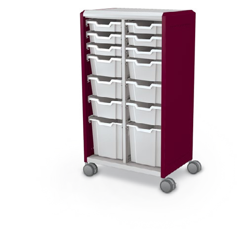 MooreCo Midi H3 — Standard / No Doors / (6) 3" Totes + (6) 6" Totes + (2) 12" Totes. Verified matching front configuration; back panel is not visible. Finish representative.
