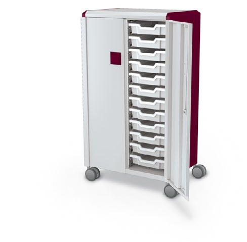 MooreCo Midi H3 — Standard / With Doors / (24) 3" Totes. Verified matching front configuration; back panel is not visible. Finish representative.