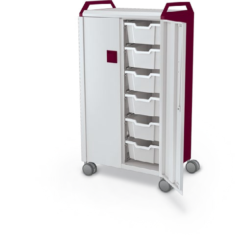 MooreCo Midi H3 — Standard / With Doors / (12) 6" Totes / Handles. Verified matching front configuration; back panel is not visible. Finish representative.