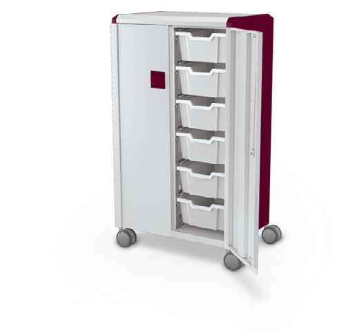 MooreCo Midi H3 — Standard / With Doors / (12) 6" Totes. Verified matching front configuration; back panel is not visible. Finish representative.