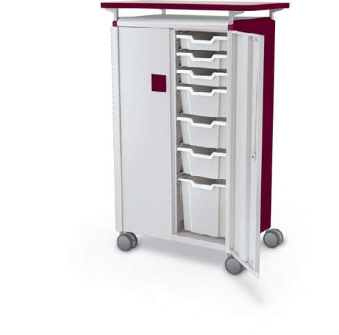 MooreCo Midi H3 — Standard / With Doors / (6) 3" Totes + (6) 6" Totes + (2) 12" Totes / Laminate. Verified matching front configuration; back panel is not visible. Finish representative.