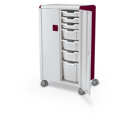 MooreCo Midi H3 — Standard / With Doors / (6) 3" Totes + (6) 6" Totes + (2) 12" Totes. Verified matching front configuration; back panel is not visible. Finish representative.
