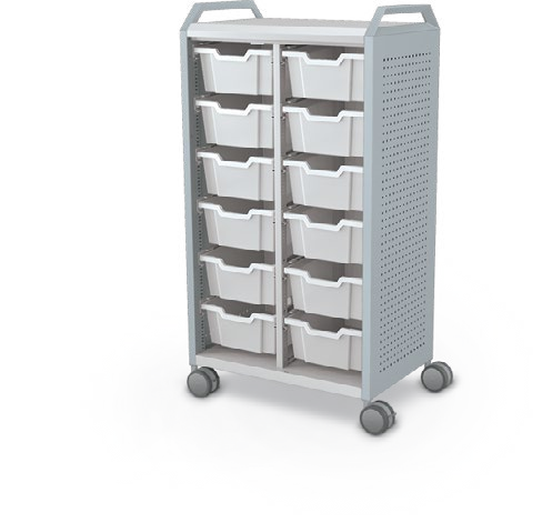 MooreCo Midi H3 — Peg / No Doors / (12) 6" Totes / Handles. Verified matching front configuration; back panel is not visible. Finish representative.
