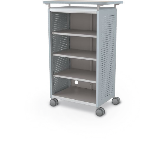MooreCo Midi H3 — Peg / No Doors / Shelves / Laminate. Verified matching front configuration; back panel is not visible. Finish representative.