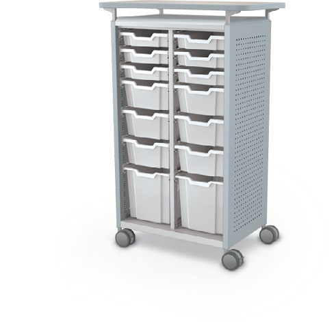 MooreCo Midi H3 — Peg / No Doors / (6) 3" Totes + (6) 6" Totes + (2) 12" Totes / Laminate. Verified matching front configuration; back panel is not visible. Finish representative.