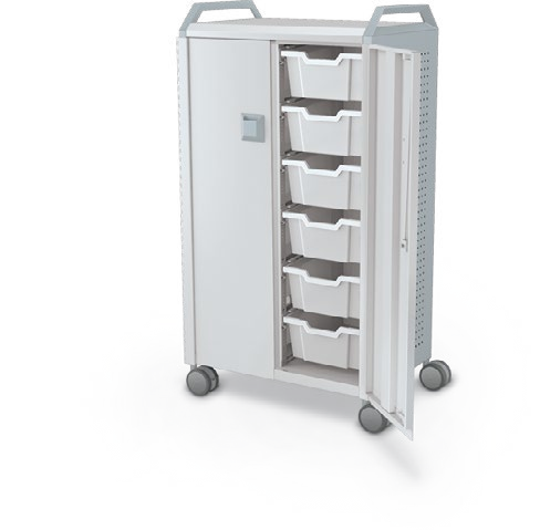MooreCo Midi H3 — Peg / With Doors / (12) 6" Totes / Handles. Verified matching front configuration; back panel is not visible. Finish representative.