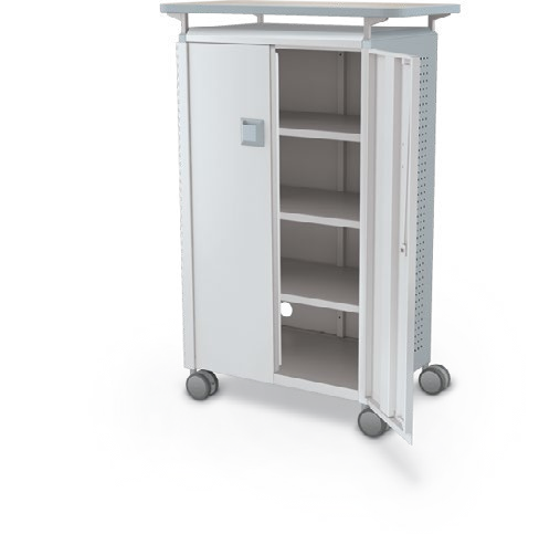 MooreCo Midi H3 — Peg / With Doors / Shelves / Laminate. Verified matching front configuration; back panel is not visible. Finish representative.