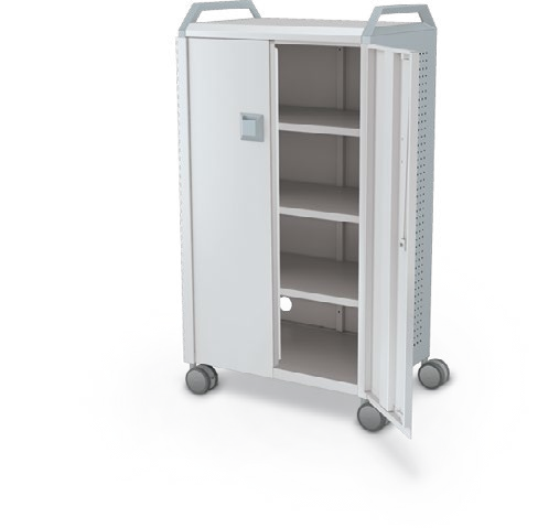 MooreCo Midi H3 — Peg / With Doors / Shelves / Handles. Verified matching front configuration; back panel is not visible. Finish representative.