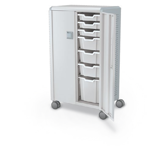 MooreCo Midi H3 — Peg / With Doors / (6) 3" Totes + (6) 6" Totes + (2) 12" Totes. Verified matching front configuration; back panel is not visible. Finish representative.