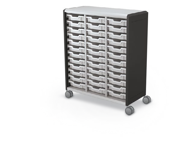 MooreCo Maxi H3 — Standard / No Doors / (36) 3" Totes. Verified matching front configuration; back panel is not visible. Finish representative.