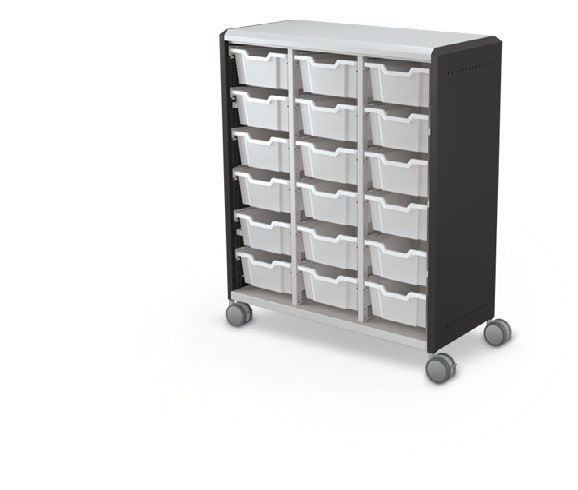 MooreCo Maxi H3 — Standard / No Doors / (18) 6" Totes. Verified matching front configuration; back panel is not visible. Finish representative.