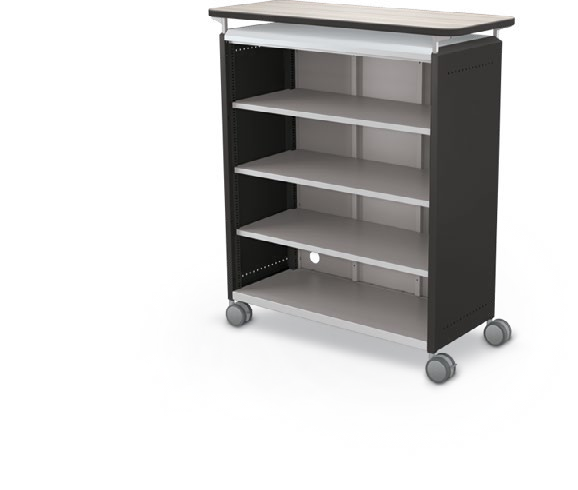 MooreCo Maxi H3 — Standard / No Doors / Shelves / Laminate. Verified matching front configuration; back panel is not visible. Finish representative.