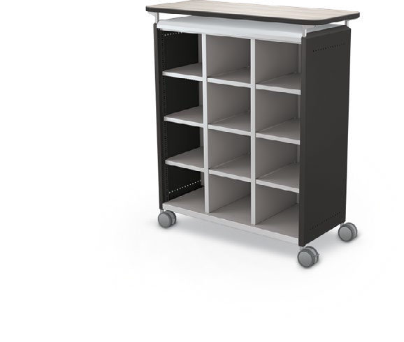MooreCo Maxi H3 — Standard / No Doors / Cubbies / Laminate. Verified matching front configuration; back panel is not visible. Finish representative.