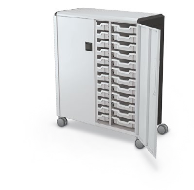 MooreCo Maxi H3 — Standard / With Doors / (36) 3" Totes. Verified matching front configuration; back panel is not visible. Finish representative.