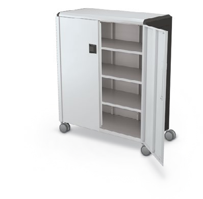MooreCo Maxi H3 — Standard / With Doors / Shelves. Verified matching front configuration; back panel is not visible. Finish representative.
