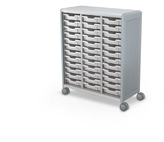 MooreCo Maxi H3 — Peg / No Doors / (36) 3" Totes. Verified matching front configuration; back panel is not visible. Finish representative.