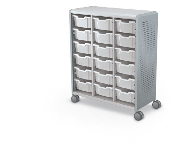 MooreCo Maxi H3 — Peg / No Doors / (18) 6" Totes. Verified matching front configuration; back panel is not visible. Finish representative.