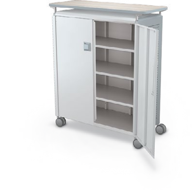 MooreCo Maxi H3 — Peg / With Doors / Shelves / Laminate. Verified matching front configuration; back panel is not visible. Finish representative.
